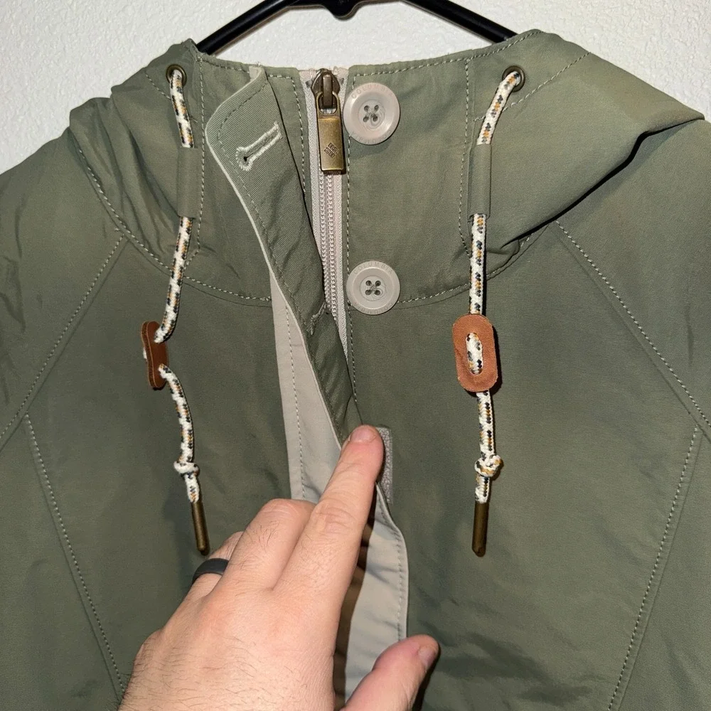 Columbia Sportswear Pullover Hooded Anorak Jacket Green Tan Women's Size‎ Large